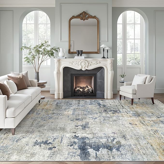 Soalmost Abstract Rug 8x10 Large Living Room Rugs Neutral Modern Washable Area by Soalmost