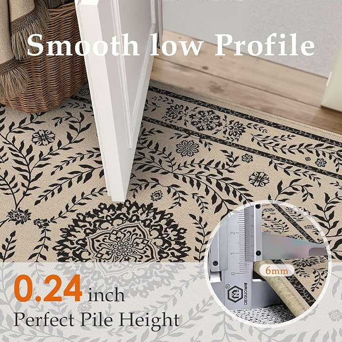 HUGEAR 5x7 Vintage Jute Indoor Outdoor Rug Washable Linen Textured Weave High - Image 7