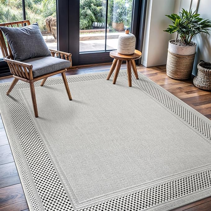 CAMILSON Easy Jute Rug 5x7, Indoor Outdoor Off-White Color Fiber Area Rugs - Image 8