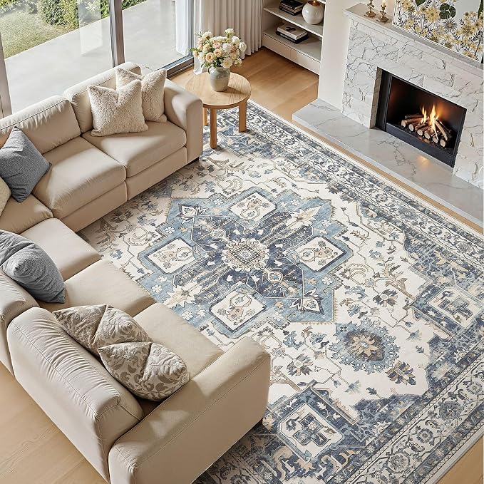5x7 Washable Area Rugs for Living Room, Large Rug Non Slip Backing Vintage - Image 8
