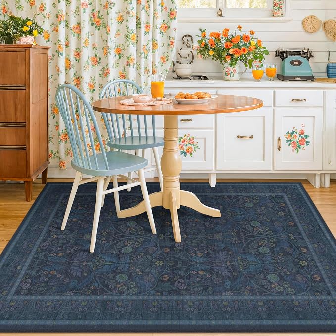 Dark Blue 5x8 Boho Living Room Rug - Image 8