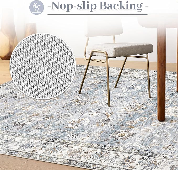 XLUEZ Area Rug 10x14 Living Room Rugs, Machine Washable Vintage Distressed Boho - Image 7