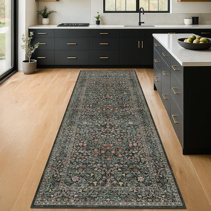 Non Slip 2x6 Kitchen Runner Rug Washable, Rubber Backed Bathroom Runner by HazoHaus