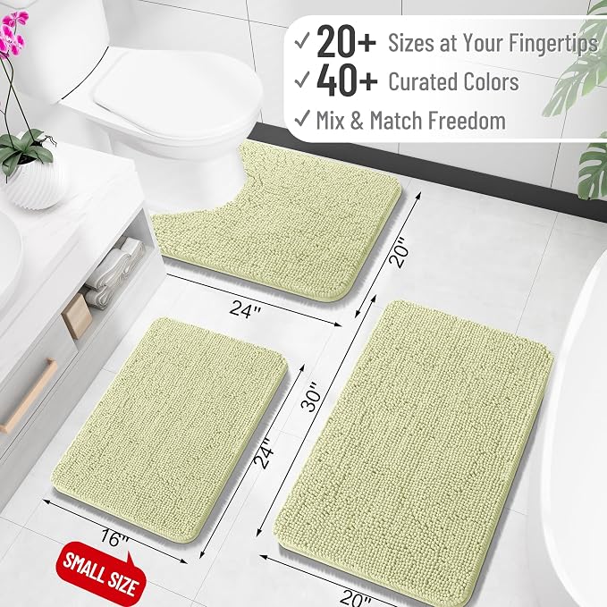 OLANLY Bathroom Runner Rugs 59x24, Soft Absorbent Chenille Bath Rugs, Rubber - Image 2