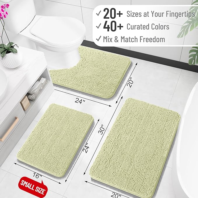 OLANLY Bathroom Rugs 30x18, Extra Soft Absorbent Chenille Bath Rugs, Rubber - Image 2
