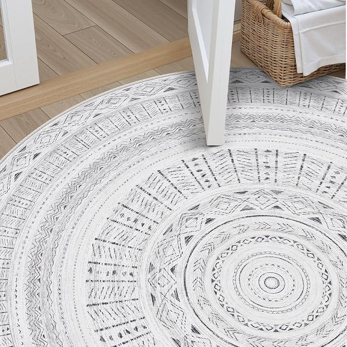 cotiled 8x8 Round Area Rugs Living Room Rug: Washable Boho Rugs - Image 6
