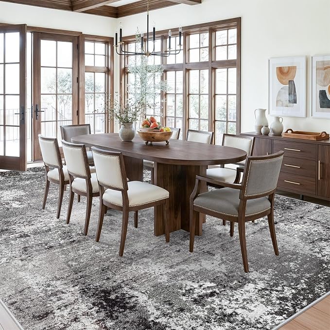 Washable Area Rug 9x12 Living Room – Neutral Modern Abstract Large Carpet - Image 5