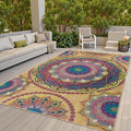 Arenarug Meditation Indoor Outdoor Rug 8x10 ft Mandala Pattern Rug Boho Style by ArenaRug