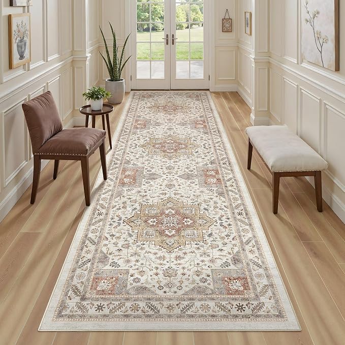 Vintage Hallway Runner Rug 3x10: Large Soft Washable Entryway - Image 4