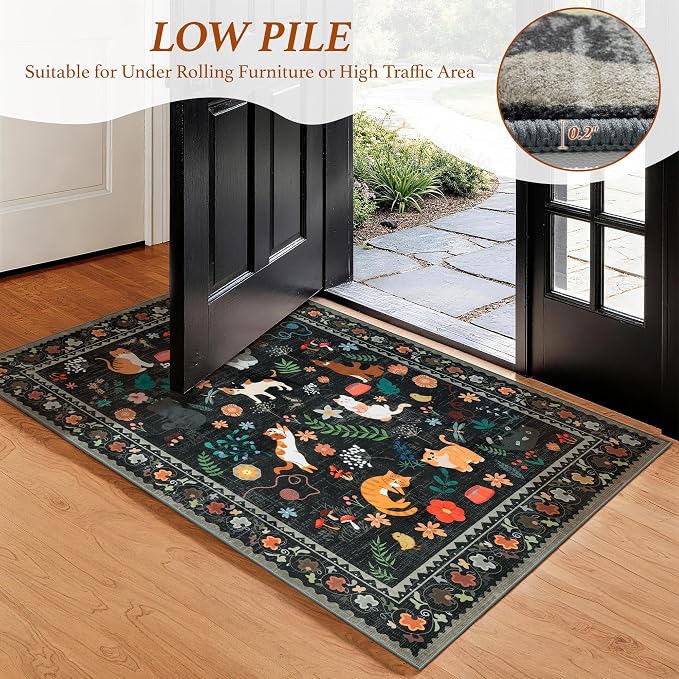 LIANLAM 8x10 Cat Lover's Area Rug, Washable Large Rug - Image 6