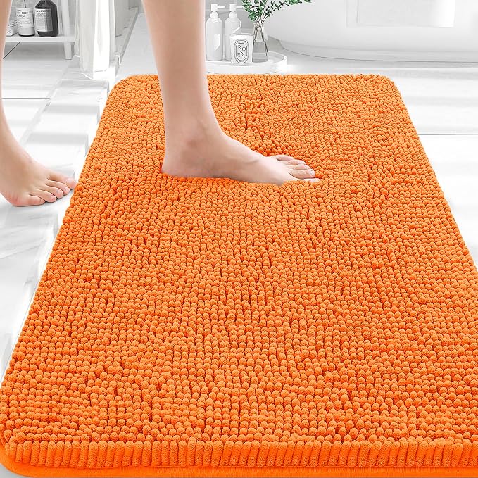 OLANLY Bathroom Rugs 30x18, Extra Soft Absorbent Chenille Bath Rugs, Rubber by OLANLY