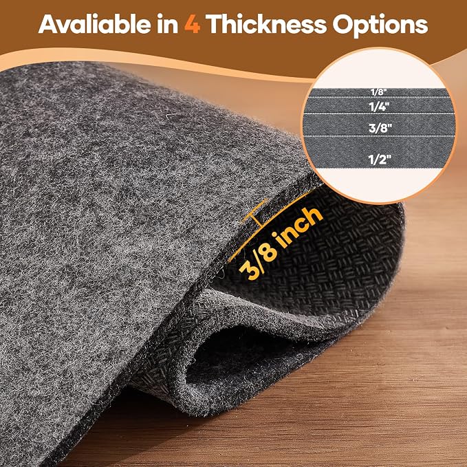 Veken Non Slip Cushioned Rug Pad Gripper 9 x 12 Ft, Felt and Silicone Backing - Image 4