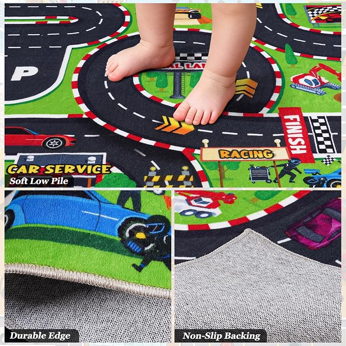 Kids Playroom Rug 3x4 Ft, Washable Car Rugs Play Mat, Non-Slip Soft Learning - Image 7