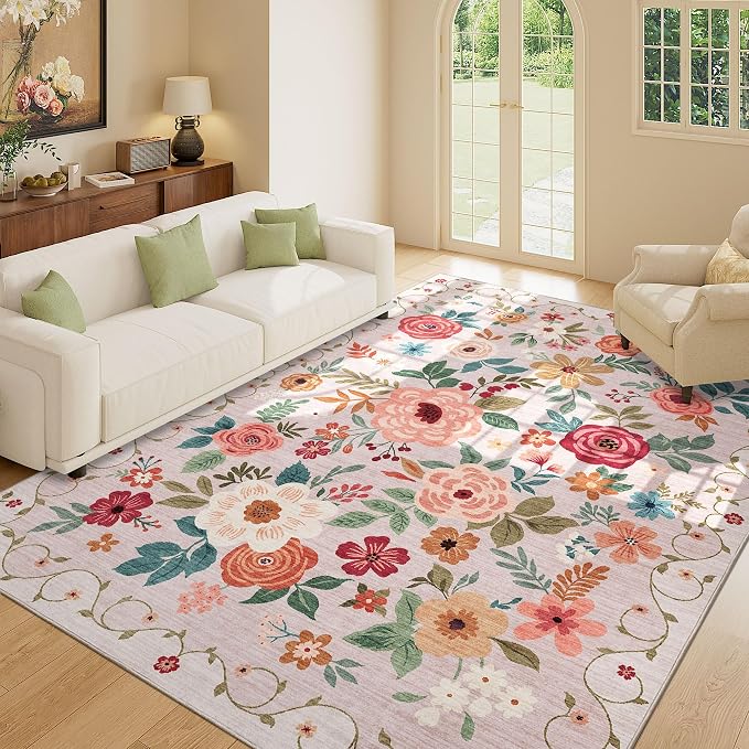 DUKINO 9x12 Area Rug, Floral Rugs - Image 3