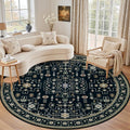 Round Area Rug for Living Room: 6ft Washable Vintage Boho Soft Thin Circle Rug by EXPEDIX