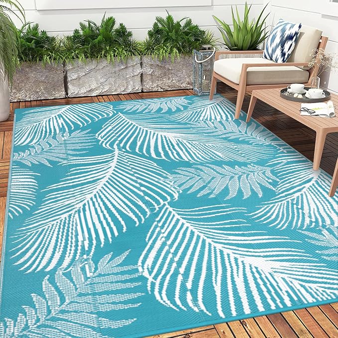 Pauwer Waterproof Outdoor Rug 8x10, Reversible Plastic Straw Patio Camping Rug - Image 8