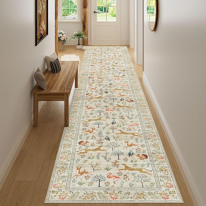 DUKINO 2.6x14 Hallway Runner Rug, Vintage Washable Long Kitchen Rug - Image 6