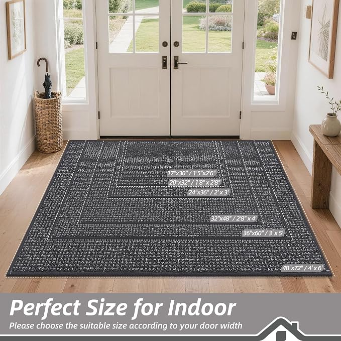 BEQHAUSE Dirt Trapper Door Mat 32" x 48", Non-Slip Washable Doormats Entrance - Image 2