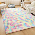 Litanika 5x8 Shag Area Rug for Living Room Bedroom, Tie-Dyed Rainbow High Pile by Litanika