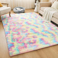 Litanika 4x6 Shag Area Rug for Living Room Bedroom, Tie-Dyed Rainbow High Pile by Litanika