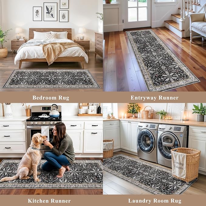 2x6 Washable Kitchen Runner Rug – Non-Slip Boho Vintage Carpet Runner - Image 4