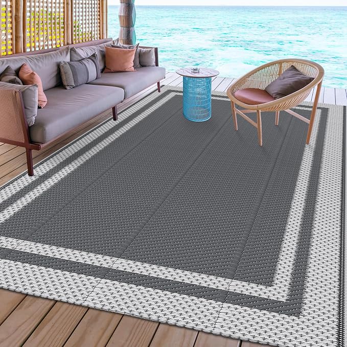 HappyTrends Outdoor Rug Reversible Portable Plastic Straw Camping Rugs - Image 7