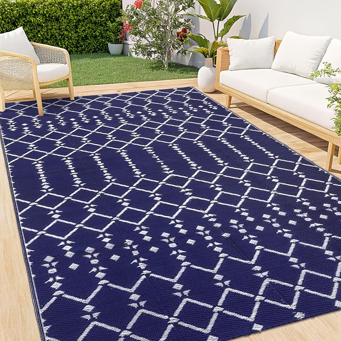 Smiry Outdoor Rug 8x10 ft, Waterproof Reversible Plastic Straw Rugs, Boho by Smiry