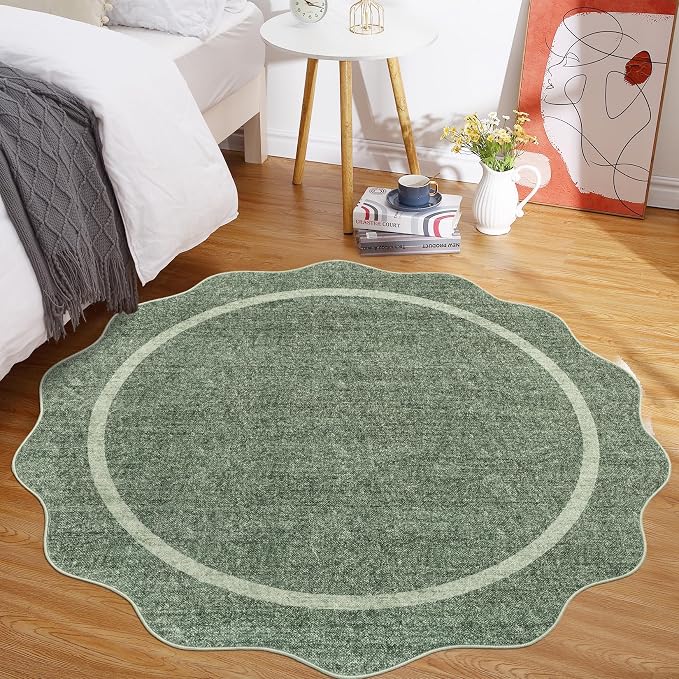 GarveeHome Scalloped Round Area Rugs, Washable Small Round Rug 3 ft Non-Slip - Image 4