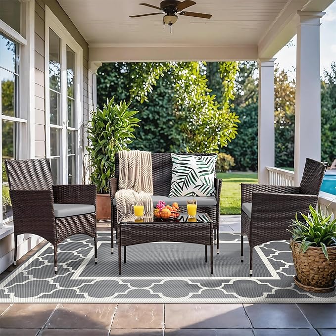 GENIMO 9 ' x 12 ' Outdoor Rug for Patio, Waterproof Indoor Outdoor Plastic - Image 2