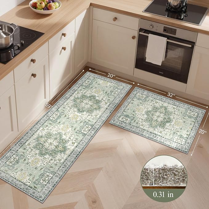 GENIMO Kitchen Rugs Non Slip Washable, Cushioned Standing Mat, Kitchen Runner - Image 2