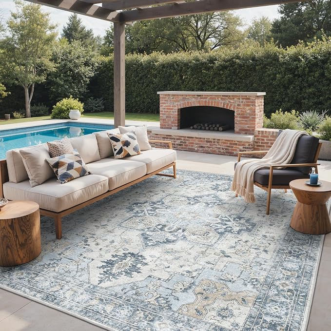 GENIMO Indoor & Outdoor Area Rug 8'x10', Waterproof, Non-Shedding, Easy Cleaning by GENIMO