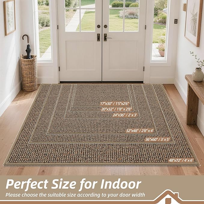 BEQHAUSE Dirt Trapper Door Mat 36" x 60", Non-Slip Washable Doormats Entrance - Image 2