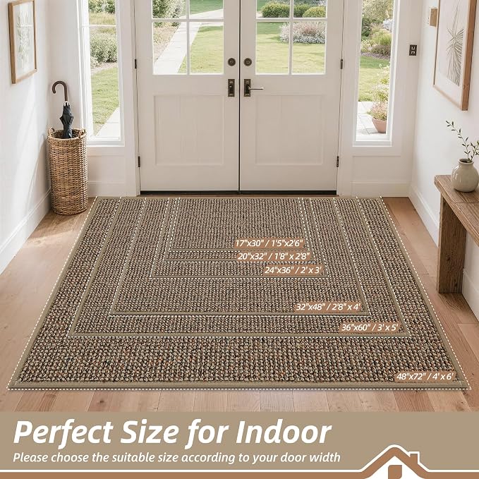 BEQHAUSE Dirt Trapper Door Mat 32" x 48", Non-Slip Washable Doormats Entrance - Image 2