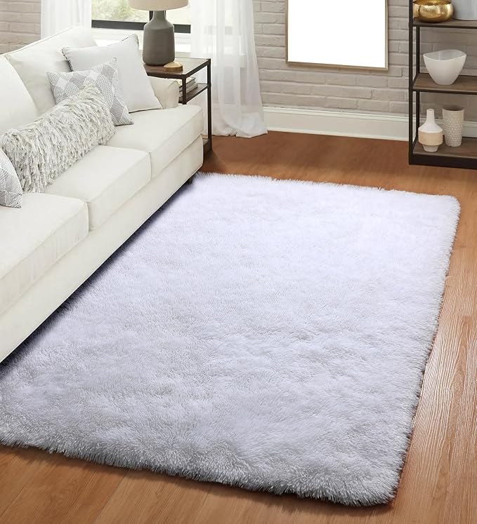 ONASAR White Rugs for Bedroom, 3x5 Fluffy Shaggy Bedside Area Rug, Soft Plush - Image 7
