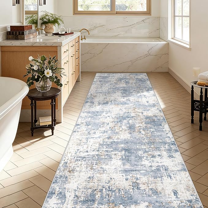 XLUEZ 2.6x10 Runner Rug for Hallway, Washable Modern Abstract Runner Rugs - Image 5