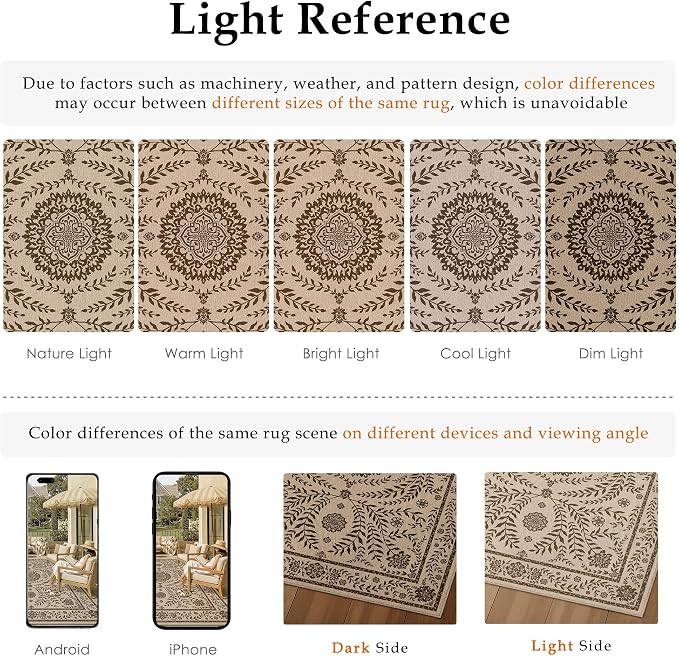 HUGEAR 5x7 Vintage Jute Outdoor Indoor Rug Washable Linen Textured Weave High - Image 8