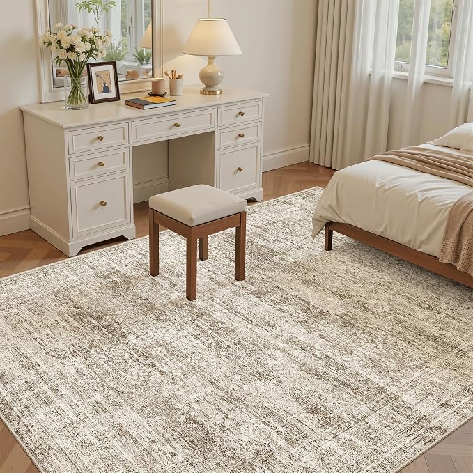 Soalmost 7x9 Area Rug for Living Room Washable Abstract Vintage Soft Thin - Image 4