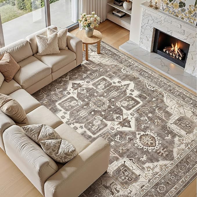 10x14 Washable Area Rugs for Living Room, Large Rug Non Slip Backing Vintage - Image 2