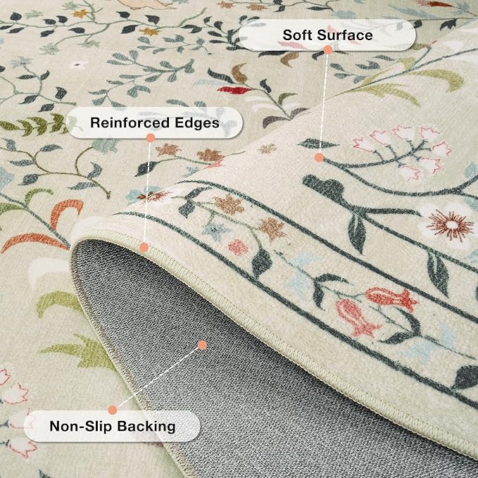 6x9 Area Rugs Washable Rug: Large Boho Living Room Rug Soft Non-Slip Low Pile - Image 6