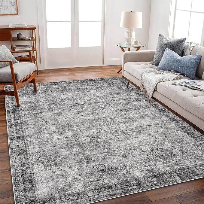 CHAMPLANT Washable Area Rug 9'x12' Retro Boho Design Non-Shedding Easy Care - Image 2