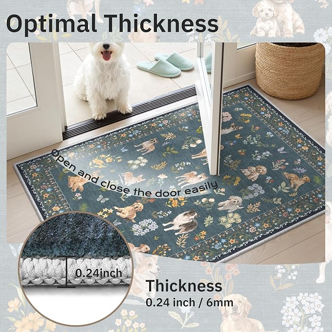Soalmost Dog 5x7 Area Rugs for Living Room, Machine Washable Animal Floral - Image 9