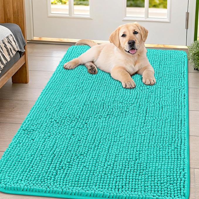 Smiry Dog Door Mat for Muddy Paws 44x32, Absorbent Dirt Trapper, Non-Slip by Smiry