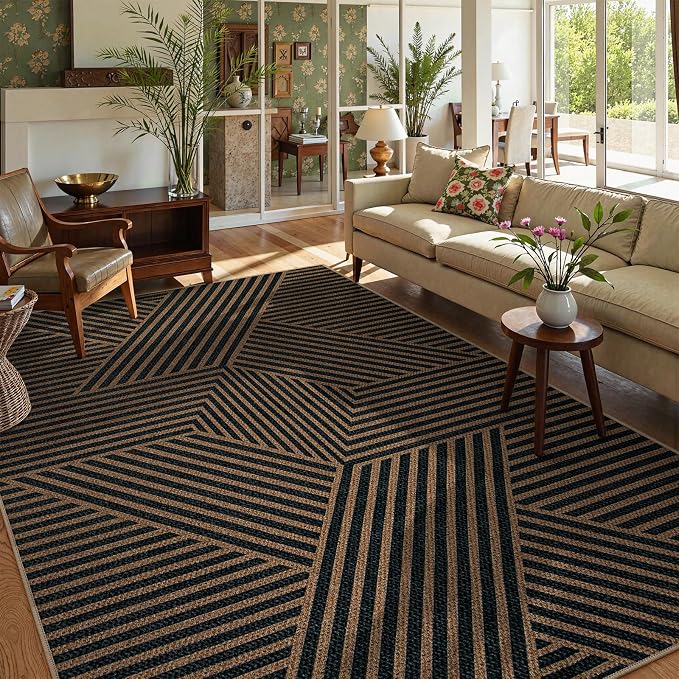 Lahome Modern Geometric Easy Jute Carpet, 6x9 Area Rugs - Image 6