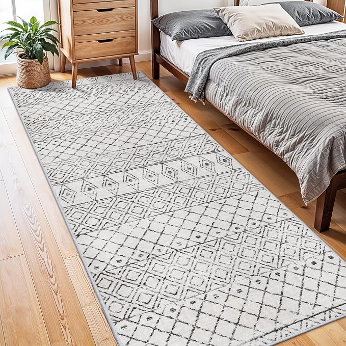 Moroccan 3x8 Runner Rug Hallway: Washable Farmhouse Runners - Image 3