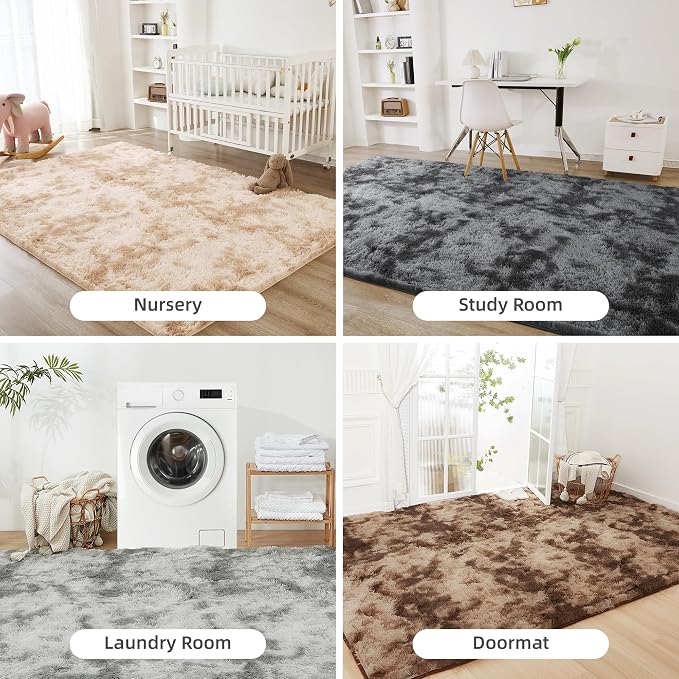 Litanika 4x6 Shag Area Rug for Living Room Bedroom, Tie-Dyed Dark Grey High - Image 7