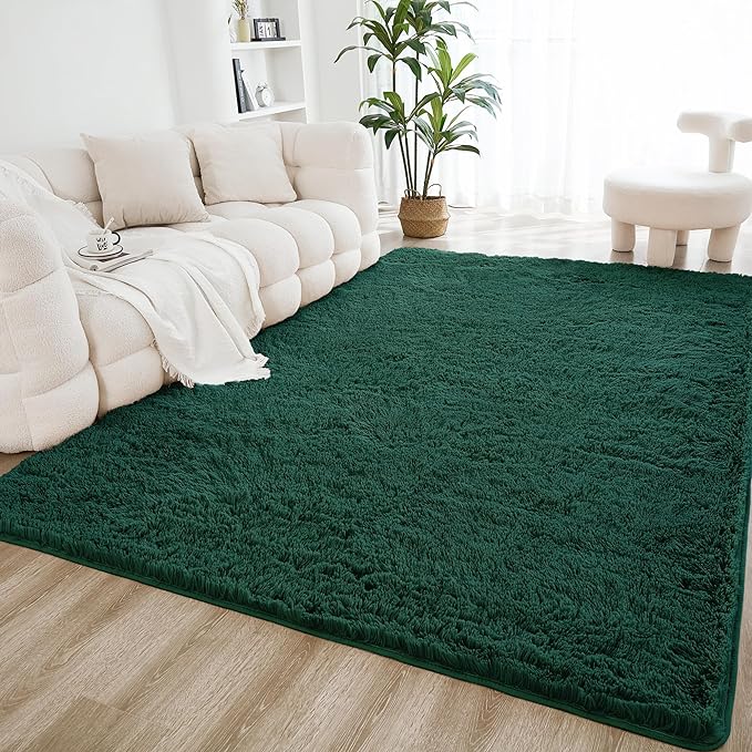 Litanika 9x12 Shag Area Rug for Living Room Bedroom, Emerald Dark Green High by Litanika