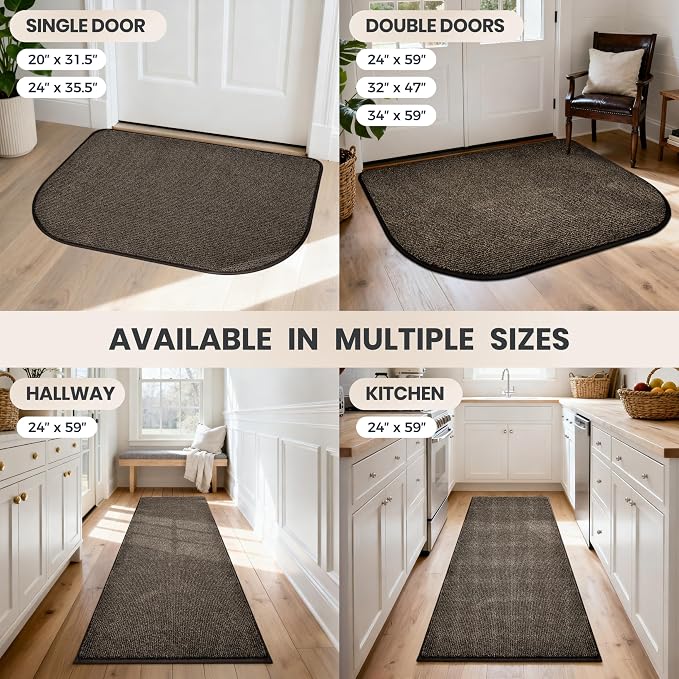 PURRUGS Dirt Trapping Door Mat Half Round 24" x 35.5", Non-Slip Machine - Image 9