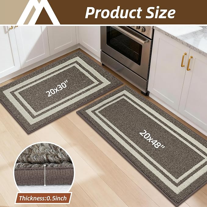 COSY HOMEER Kitchen Rugs Non-Slip 20x30/20x48 Inch Thick Polypropylene Standing - Image 8