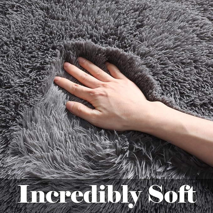 ONASAR Grey Area Rugs 9x12 Living Room, Soft Plush Thick Shaggy Big Floor Carpet - Image 2