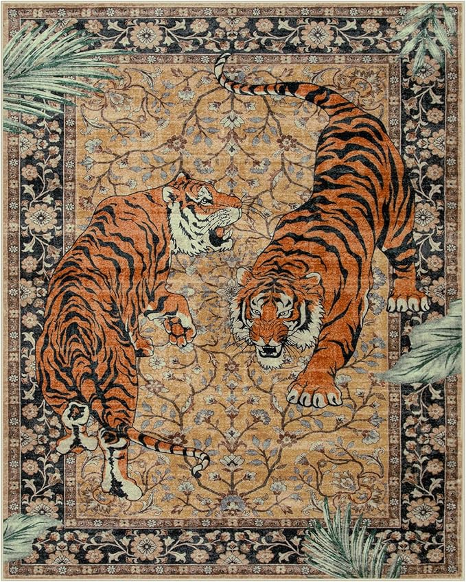 Moynesa Tiger 8x10 Area Rug, Washable Boho Rugs - Image 3